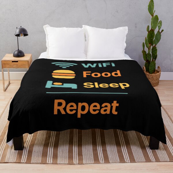 Item preview, WiFi, Food, Sleep — Repeat | Funny Minimalist Routine Design designed and sold by KarimXart.