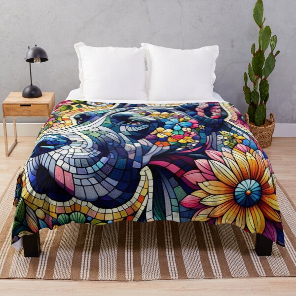 Item preview, Mosaic Dog with Vibrant Flowers designed and sold by Wags & Tails.