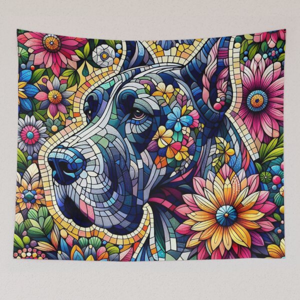 Item preview, Mosaic Dog with Vibrant Flowers designed and sold by Wags & Tails.