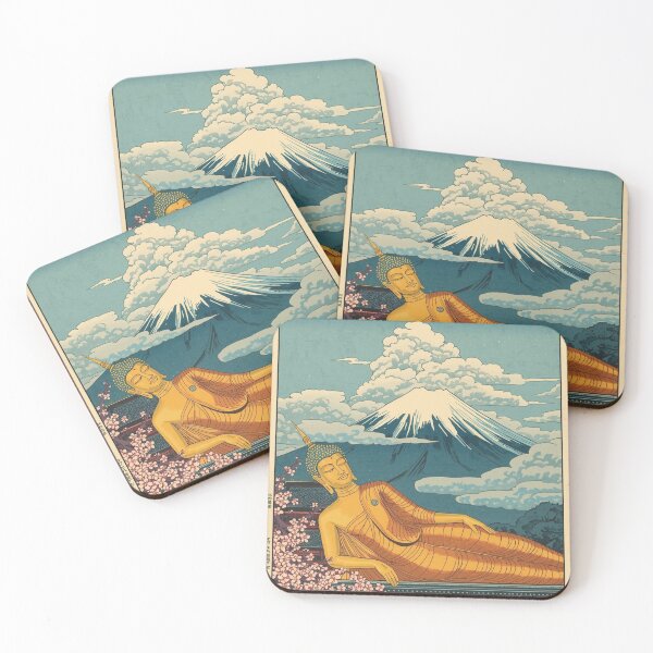 Item preview, Golden Reclining Buddha and Mount Fuji – Japanese Ukiyo-e Woodblock Fusion designed and sold by Vandy Fullam.