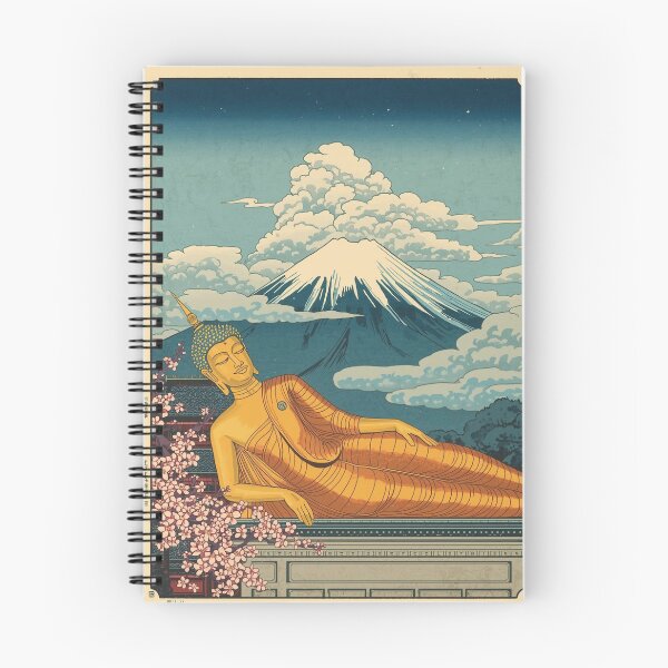 Item preview, Golden Reclining Buddha and Mount Fuji – Japanese Ukiyo-e Woodblock Fusion designed and sold by Vandy Fullam.
