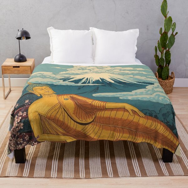Item preview, Golden Reclining Buddha and Mount Fuji – Japanese Ukiyo-e Woodblock Fusion designed and sold by Vandy Fullam.