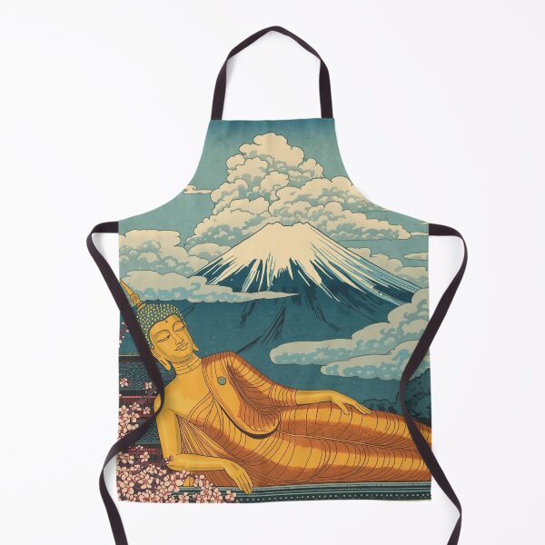 Item preview, Golden Reclining Buddha and Mount Fuji – Japanese Ukiyo-e Woodblock Fusion designed and sold by Vandy Fullam.