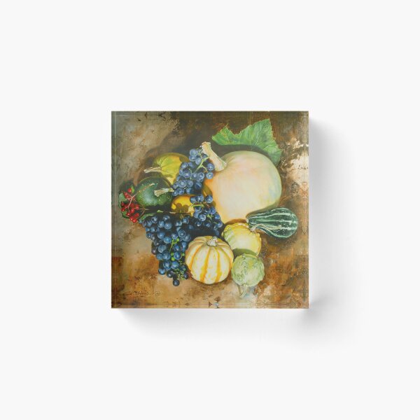Item preview, Autumn Harvest – Pumpkins and Grapes, from Original Oil Painting in Hyperrealism Style designed and sold by LukianArtPrint.