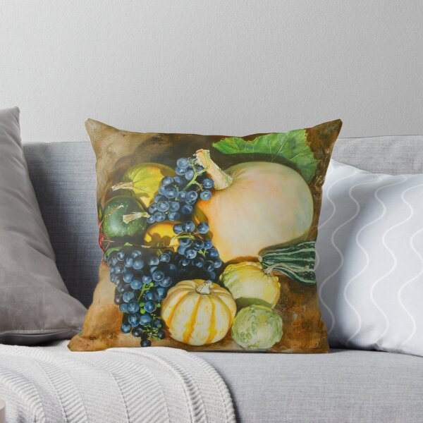 Item preview, Autumn Harvest – Pumpkins and Grapes, from Original Oil Painting in Hyperrealism Style designed and sold by LukianArtPrint.