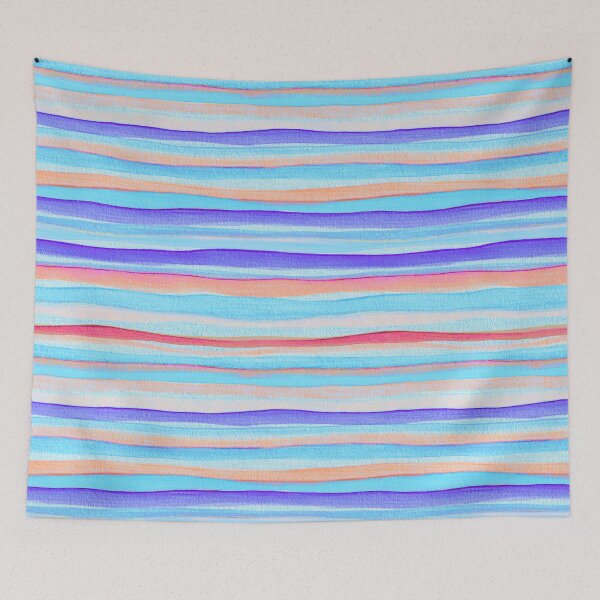 Item preview, Thin Watercolor Stripes Blue Horizontal designed and sold by Alex  Blud.