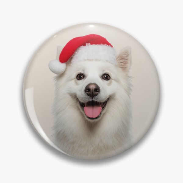 Item preview, Cute American Eskimo dog Christmas Art — Eskie dog Wearing Santa Hat designed and sold by LazyOwlStore.