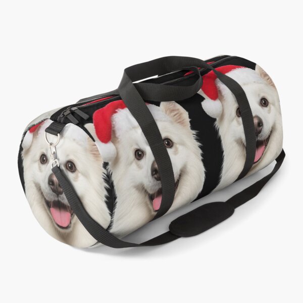 Item preview, Cute American Eskimo dog Christmas Art — Eskie dog Wearing Santa Hat designed and sold by LazyOwlStore.