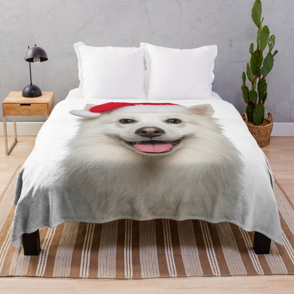 Item preview, Cute American Eskimo dog Christmas Art — Eskie dog Wearing Santa Hat designed and sold by LazyOwlStore.