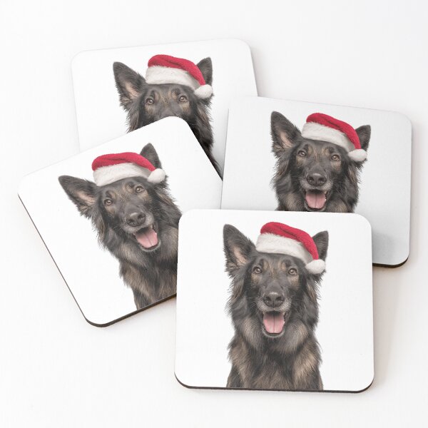 Item preview, Cute Belgian Sheepdog Christmas Art — Belgian Sheepdog Wearing Santa Hat designed and sold by LazyOwlStore.