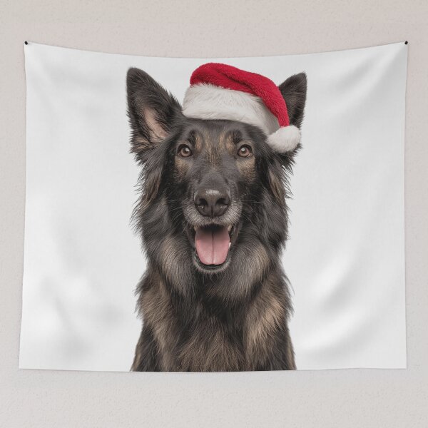 Item preview, Cute Belgian Sheepdog Christmas Art — Belgian Sheepdog Wearing Santa Hat designed and sold by LazyOwlStore.