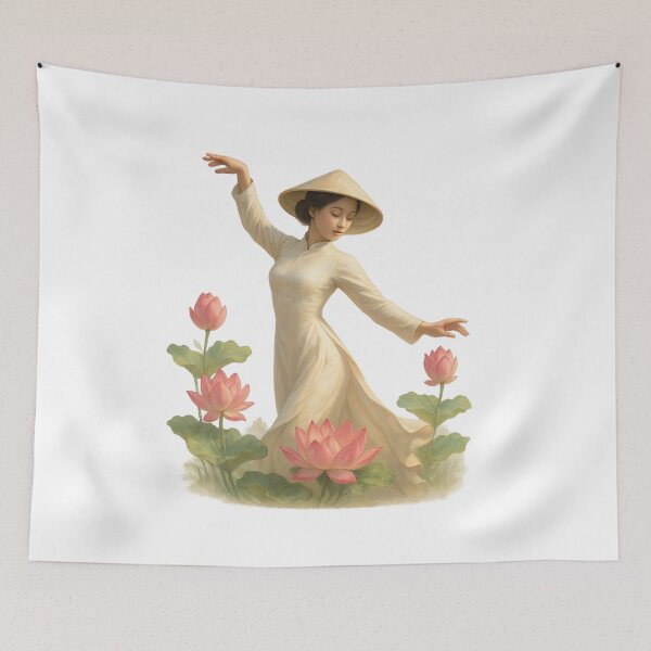 Item preview, Vietnamese Lotus Dance in Áo Dài designed and sold by SaigonSoulArt91.