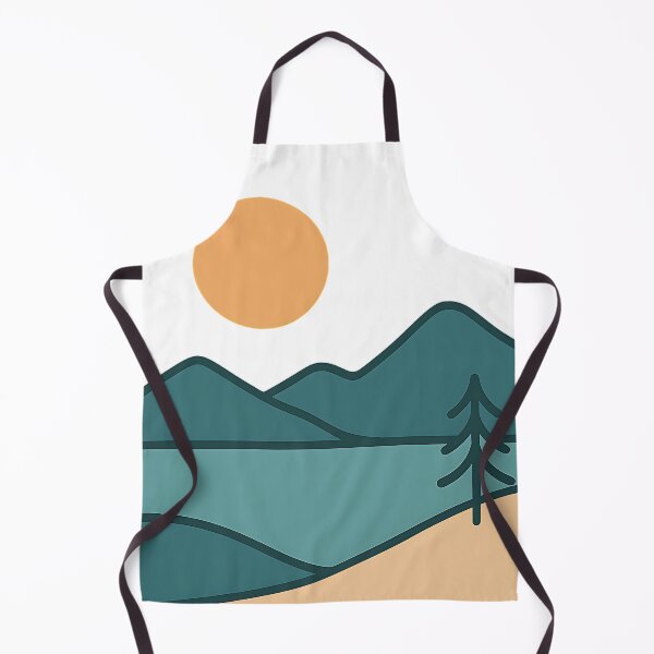Item preview, Minimal landscape painting orange seagreen colored designed and sold by Artania21.