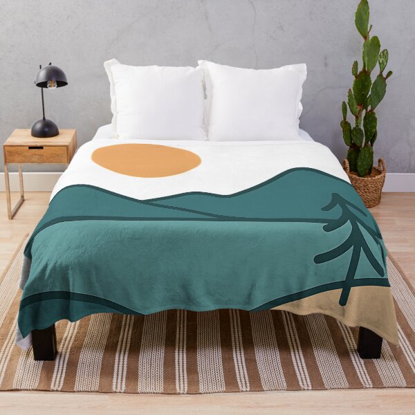 Item preview, Minimal landscape painting orange seagreen colored designed and sold by Artania21.