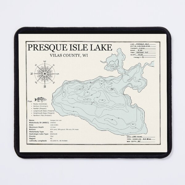 Item preview, PRESQUE ISLE LAKE - Vilas County designed and sold by Jean Plout.
