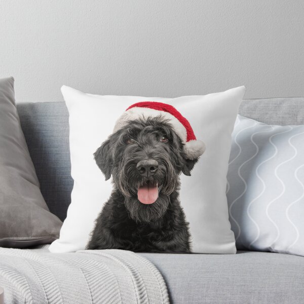 Item preview, Cute Black Russian Terrier Christmas Art — Black Russian Terrier Wearing Santa Hat designed and sold by LazyOwlStore.