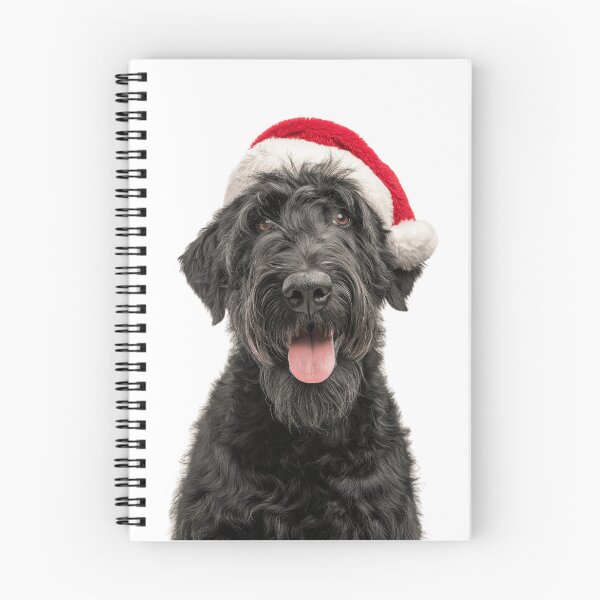 Item preview, Cute Black Russian Terrier Christmas Art — Black Russian Terrier Wearing Santa Hat designed and sold by LazyOwlStore.