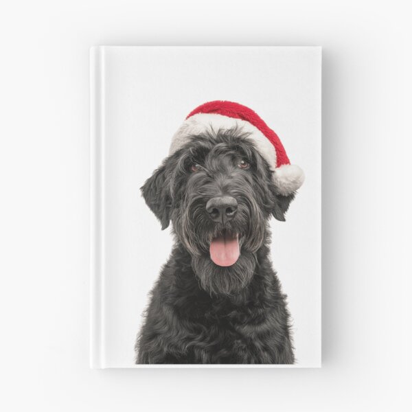 Item preview, Cute Black Russian Terrier Christmas Art — Black Russian Terrier Wearing Santa Hat designed and sold by LazyOwlStore.