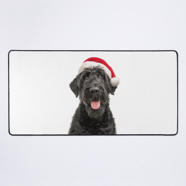 Item preview, Cute Black Russian Terrier Christmas Art — Black Russian Terrier Wearing Santa Hat designed and sold by LazyOwlStore.
