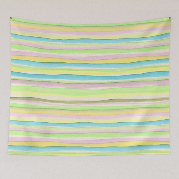 Item preview, Thin Watercolor Stripes Green Yellow Horizontal designed and sold by Alex  Blud.
