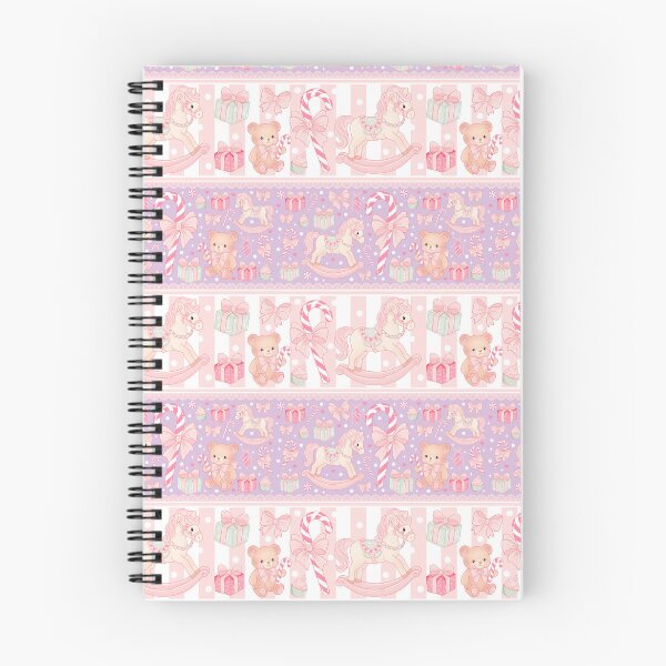 Aperçu de l'œuvre Motif sans couture rose pastel de Noël | Papier numérique Cheval à bascule, ours en peluche et canne de Noël | Noël Coquette | Fichier de motif pastel pour les fêtes créée et vendue par Sunnyneststudio.