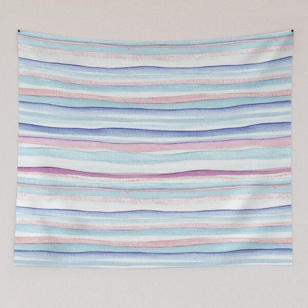 Item preview, Thin Watercolor Stripes Light Blue Horizontal designed and sold by Alex  Blud.