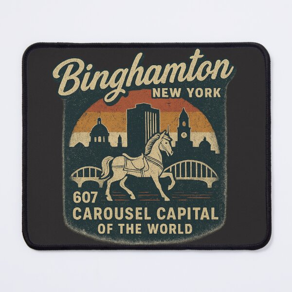 Item preview, Binghamton, New York – 607 Carousel Capital Retro Skyline Shirt designed and sold by Laughprints.