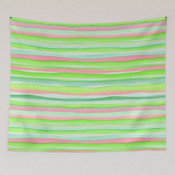 Item preview, Thin Watercolor Stripes Light Green Horizontal designed and sold by Alex  Blud.