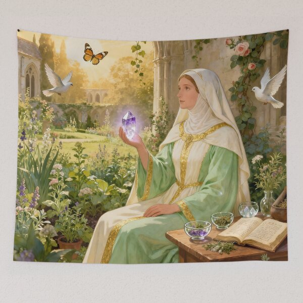 Item preview, Hildegard von Bingen – The Mystic of Light and Harmony | Spiritual Art by Sonia Sarkali designed and sold by SoniaSarkali.