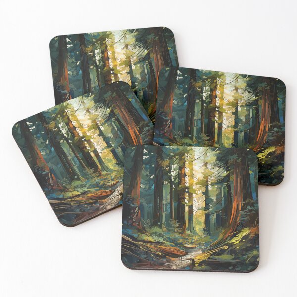Item preview, Sunlit Forest Path: An Abstract Digital Painting of Towering Redwood Trees Pierced by Golden Light Rays designed and sold by Epsydon Designers.