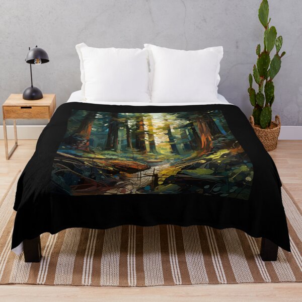 Item preview, Sunlit Forest Path: An Abstract Digital Painting of Towering Redwood Trees Pierced by Golden Light Rays designed and sold by Epsydon Designers.