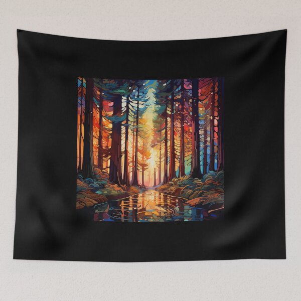 Item preview, Sunlit Forest Path: An Abstract Digital Painting of Towering Redwood Trees Pierced by Golden Light Rays designed and sold by Epsydon Designers.