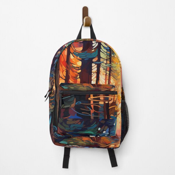 Item preview, Sendero iluminado por el sol en el bosque: Una pintura digital abstracta de imponentes secuoyas atravesadas por rayos de luz dorada. designed and sold by Epsydon Designers.