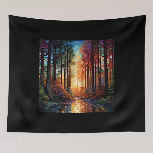Item preview, Sunlit Forest Path: An Abstract Digital Painting of Towering Redwood Trees Pierced by Golden Light Rays designed and sold by Epsydon Designers.