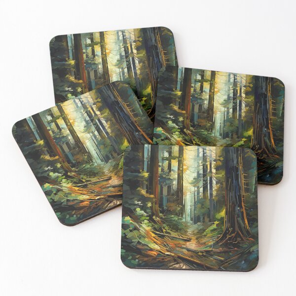 Item preview, Sunlit Forest Path: An Abstract Digital Painting of Towering Redwood Trees Pierced by Golden Light Rays designed and sold by Epsydon Designers.