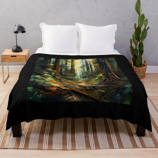 Item preview, Sunlit Forest Path: An Abstract Digital Painting of Towering Redwood Trees Pierced by Golden Light Rays designed and sold by Epsydon Designers.
