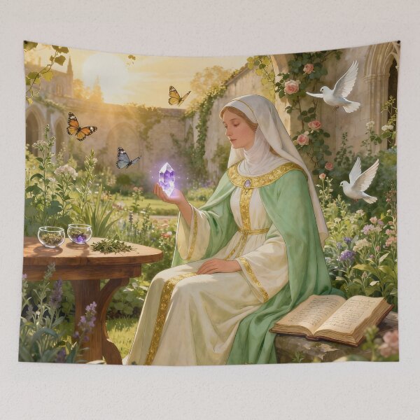 Item preview, Hildegard von Bingen – The Mystic of Light and Harmony | Spiritual Art by Sonia Sarkali designed and sold by SoniaSarkali.