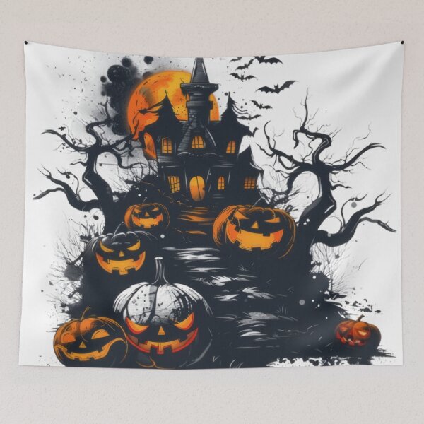 Item preview, Haunted House & Pumpkin Night Design designed and sold by funiSockel.