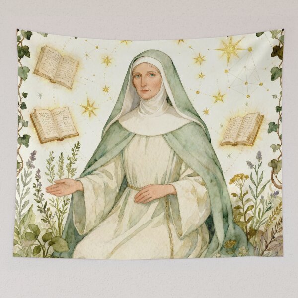 Item preview, Hildegard von Bingen – The Mystic of Light and Harmony | Spiritual Art by Sonia Sarkali designed and sold by SoniaSarkali.