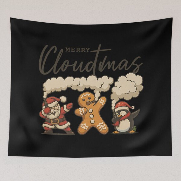 Item preview, Merry Cloudmas – Funny Vape Christmas Design with Santa, Gingerbread & Penguin designed and sold by House of Taste Vape Designs.