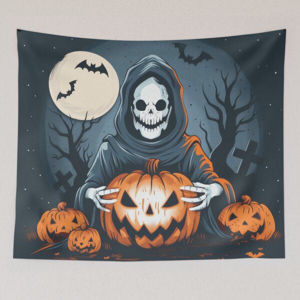 Item preview, Grim Reaper with Pumpkin – Halloween Art designed and sold by funiSockel.