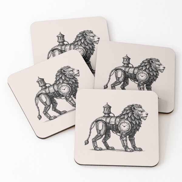 Item preview, The Hydraulic Lion – Steampunk Guardian | Victorian Retro Futurism designed and sold by Tattee.