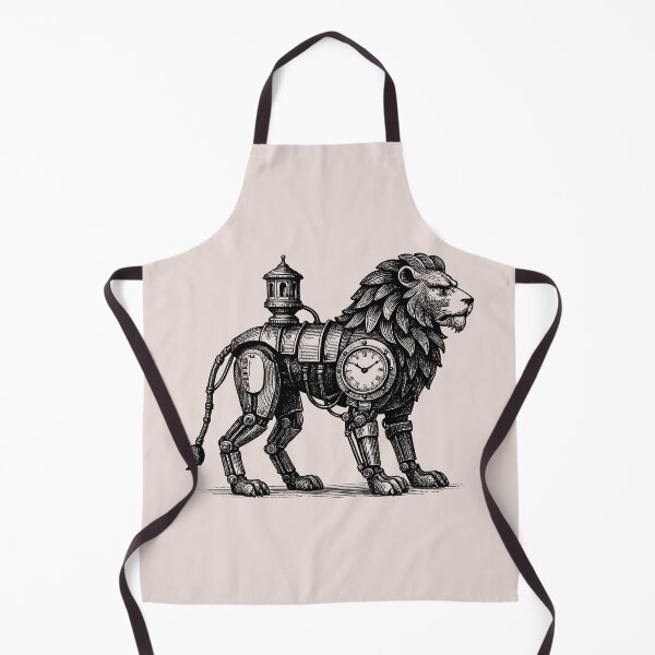 Item preview, The Hydraulic Lion – Steampunk Guardian | Victorian Retro Futurism designed and sold by Tattee.