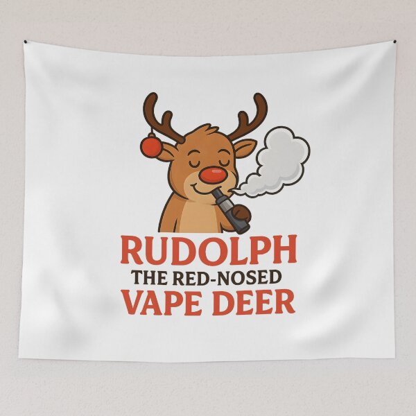 Aperçu de l'œuvre Rudolph le renne au nez rouge pour cigarette électronique – Design amusant de renne pour Noël créée et vendue par House of Taste Vape Designs.