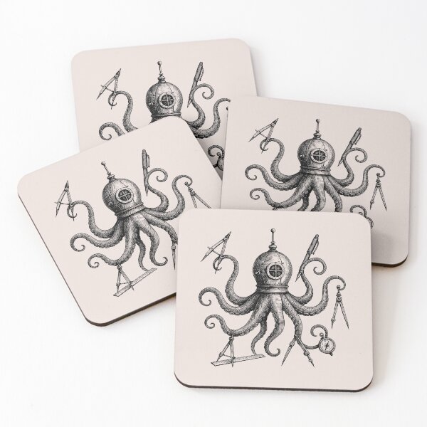Item preview, The Compass Octopus – Steampunk Cartographic Creature | Victorian Engraving designed and sold by Tattee.