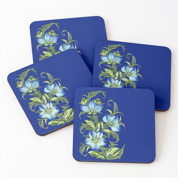Item preview, Blue flowers of Ukraine in Petrykivka style, author's drawing, blue branch designed and sold by Sunflower-7.