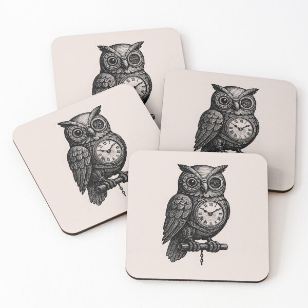 Item preview, The Chronometric Owl – Keeper of Time | Steampunk Engraving Art designed and sold by Tattee.