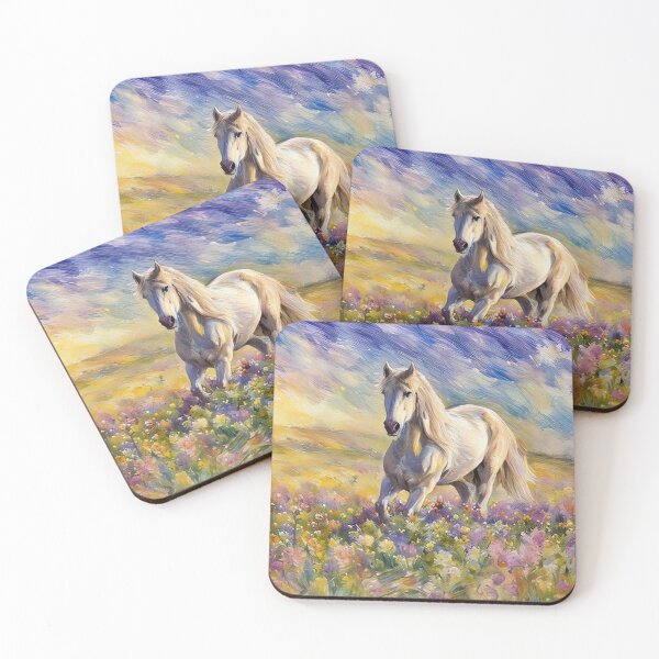 Item preview, White Horse Running Through the Flowers designed and sold by tomorrowsart.
