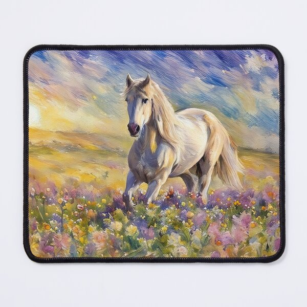 Item preview, White Horse Running Through the Flowers designed and sold by tomorrowsart.