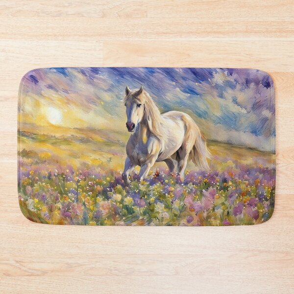 Item preview, White Horse Running Through the Flowers designed and sold by tomorrowsart.